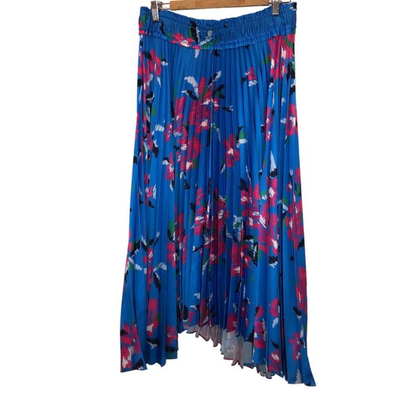 A.L.C. Maya electric blue pink floral accordion print full skirt6